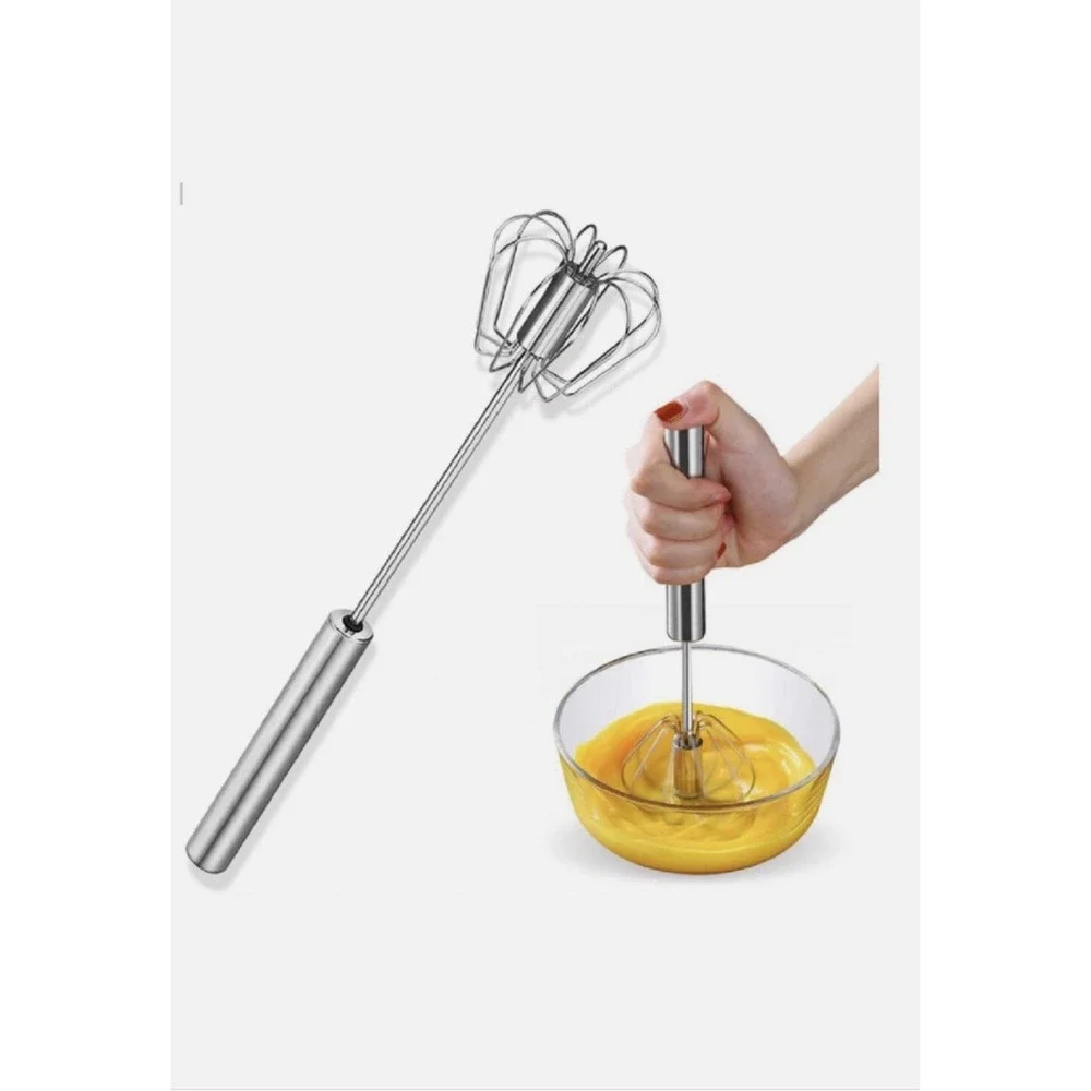 N35/. OOKUU Stainless Steel Egg Whisk, Semi Automatic Whisk Blender